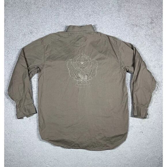 Harley Davidson Button Down Shirt Mens Large Embroidered Bald Eagle Pockets - Picture 4 of 15